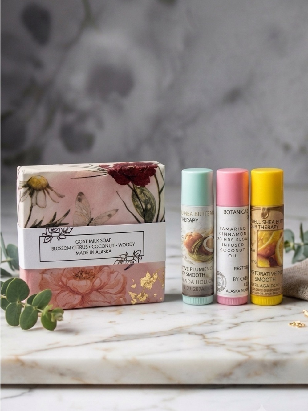 20-Hour Slow-Infused Botanical Shea Butter Lip Therapy & Goat Milk Soap Set